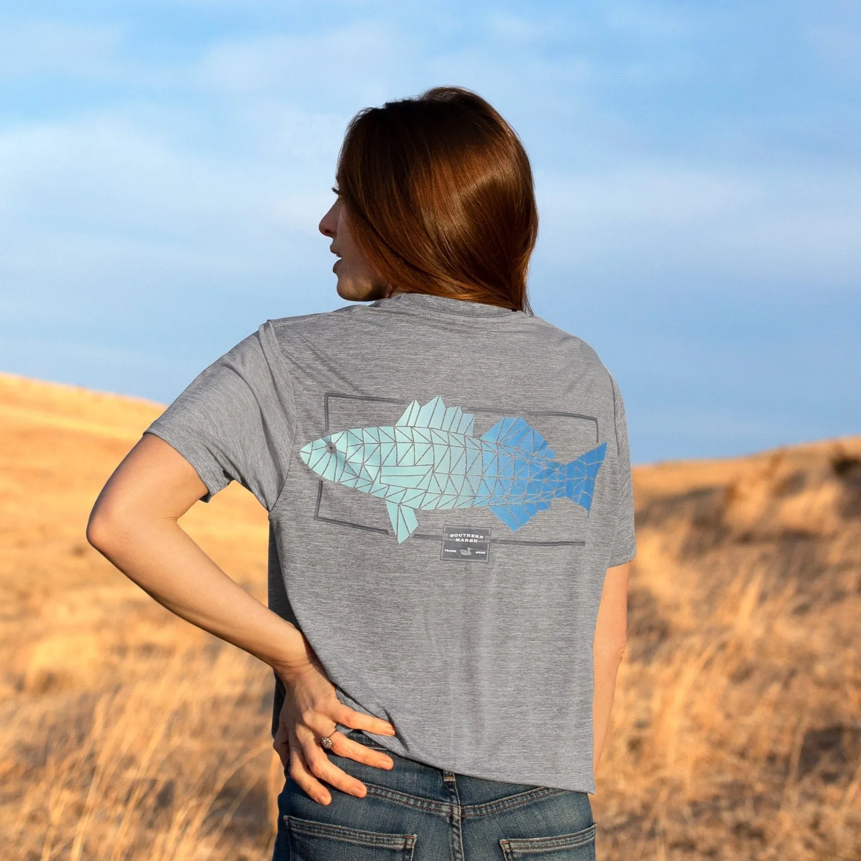 Southern Marsh 21 FieldTec™ Heathered Performance Tee - Gradient Scales