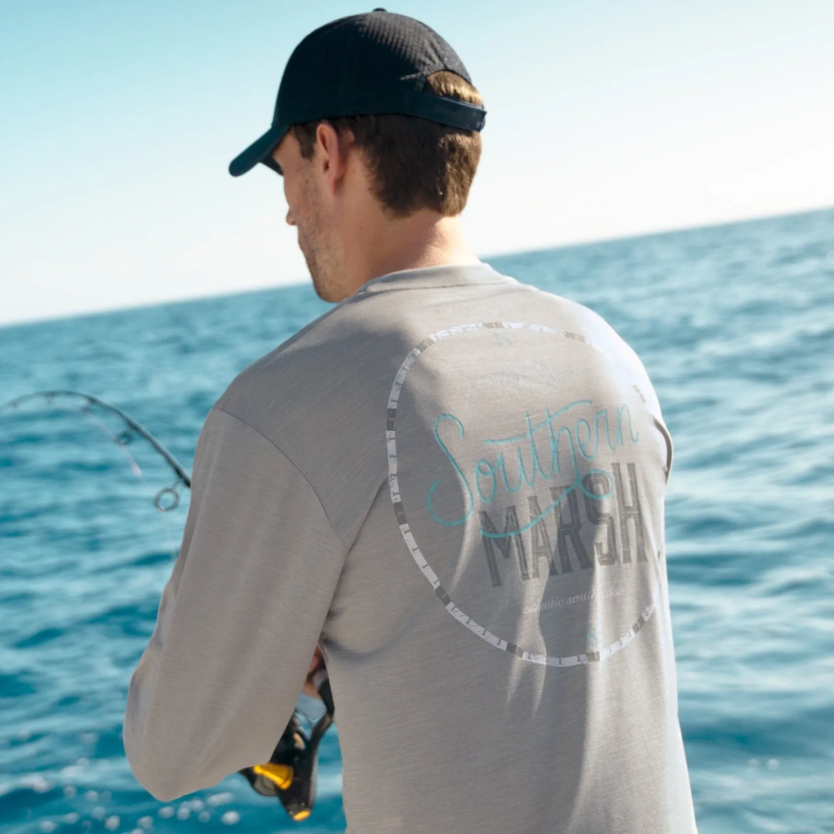 Southern Marsh 21 FieldTec™ Heathered Performance Tee - Marlin Time - Long Sleeve