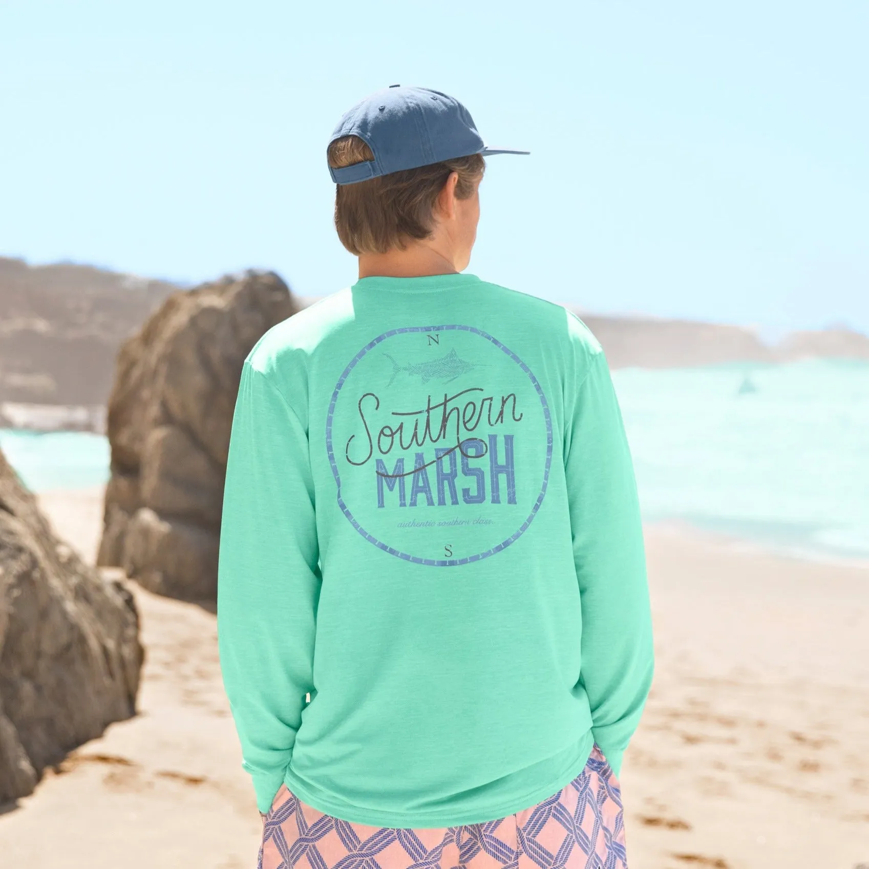 Southern Marsh 21 FieldTec™ Heathered Performance Tee - Marlin Time - Long Sleeve