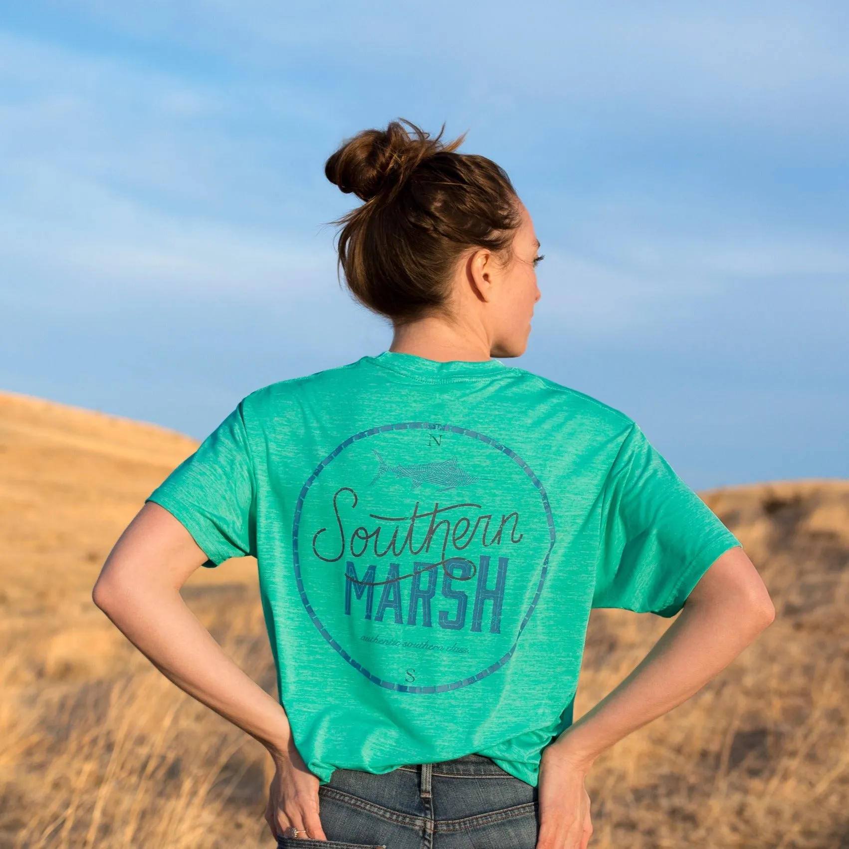 Southern Marsh 21 FieldTec™ Heathered Performance Tee - Marlin Time