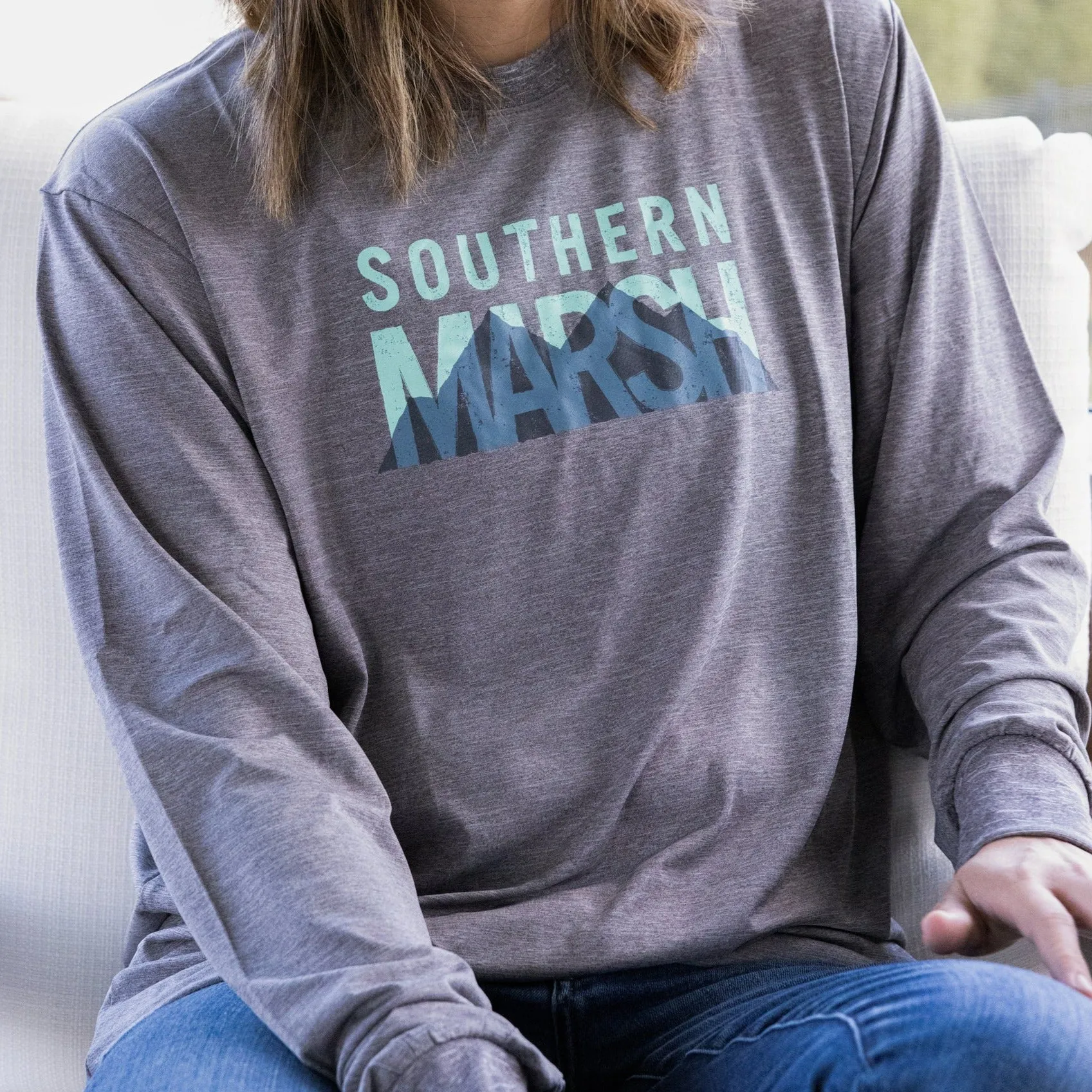 Southern Marsh 21 FieldTec™ Heathered Performance Tee - Marsh Mountains - Long Sleeve
