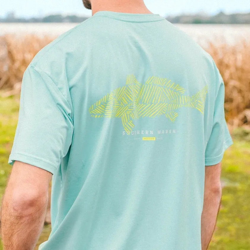 Southern Marsh 21 FieldTec™ Heathered Performance Tee - Redfish