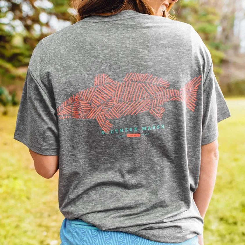 Southern Marsh 21 FieldTec™ Heathered Performance Tee - Redfish
