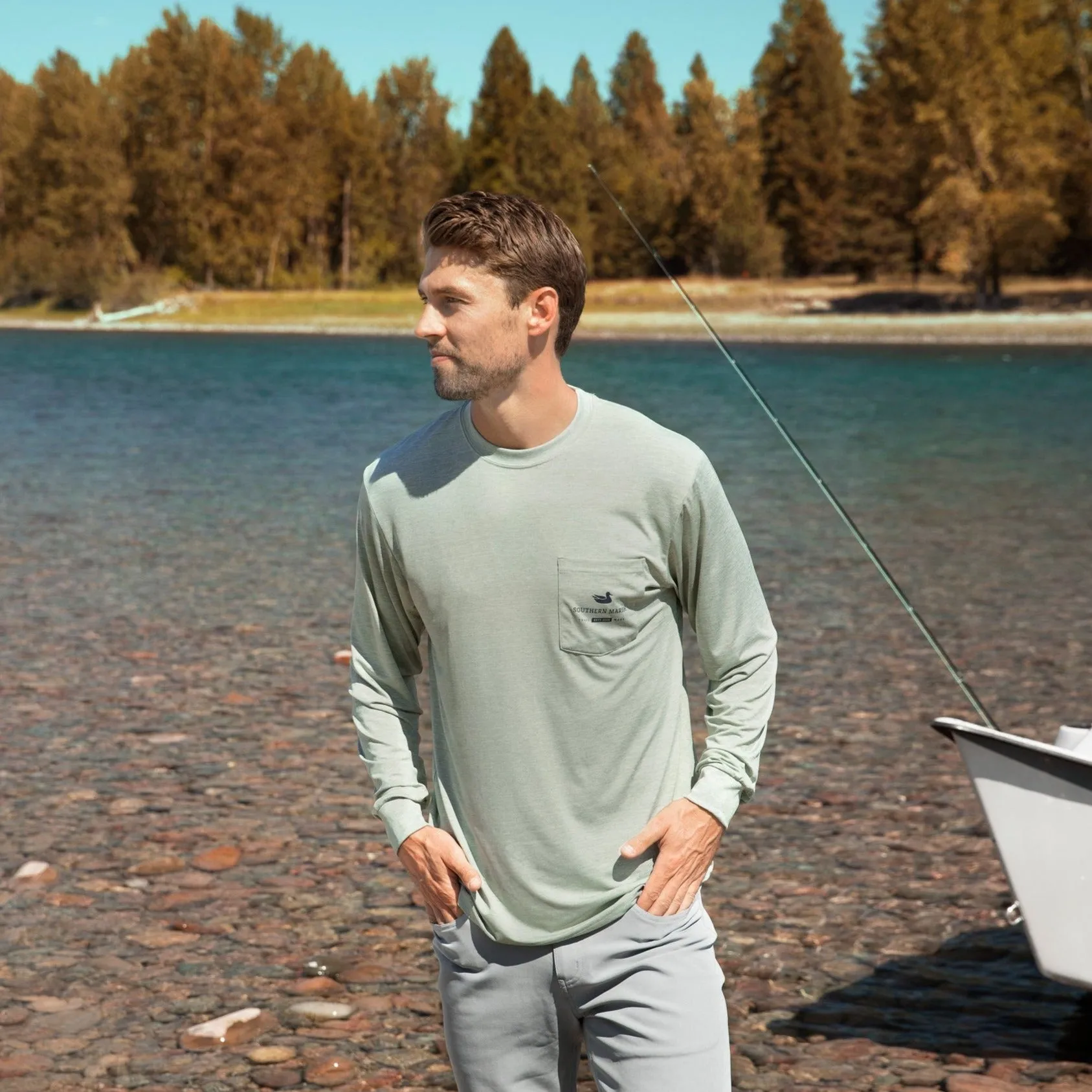 Southern Marsh 21 FieldTec™ Heathered Performance Tee - Speckled Sunset - Long Sleeve