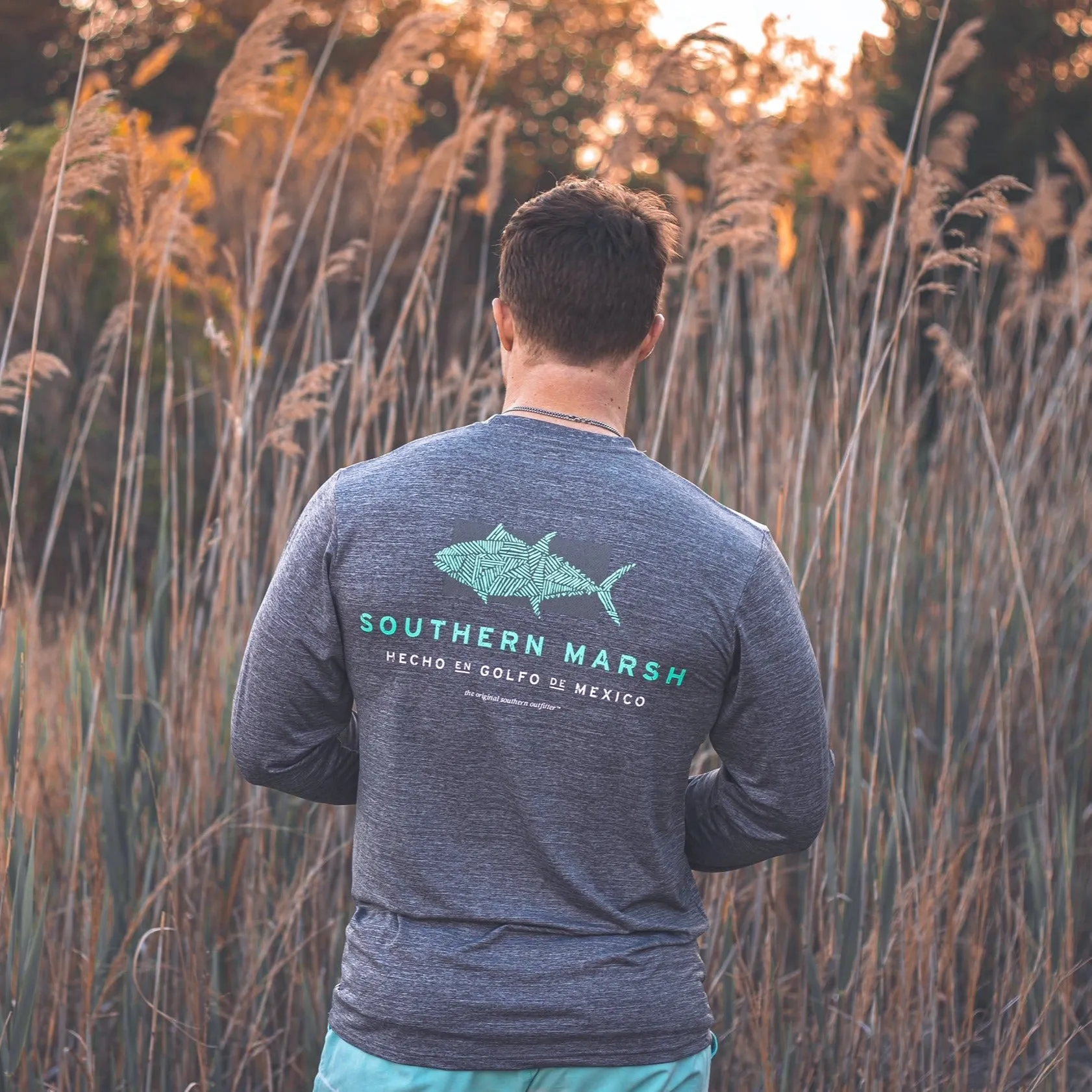 Southern Marsh 21 FieldTec™ Heathered Tee - Made in the Gulf - Tuna - Long Sleeve