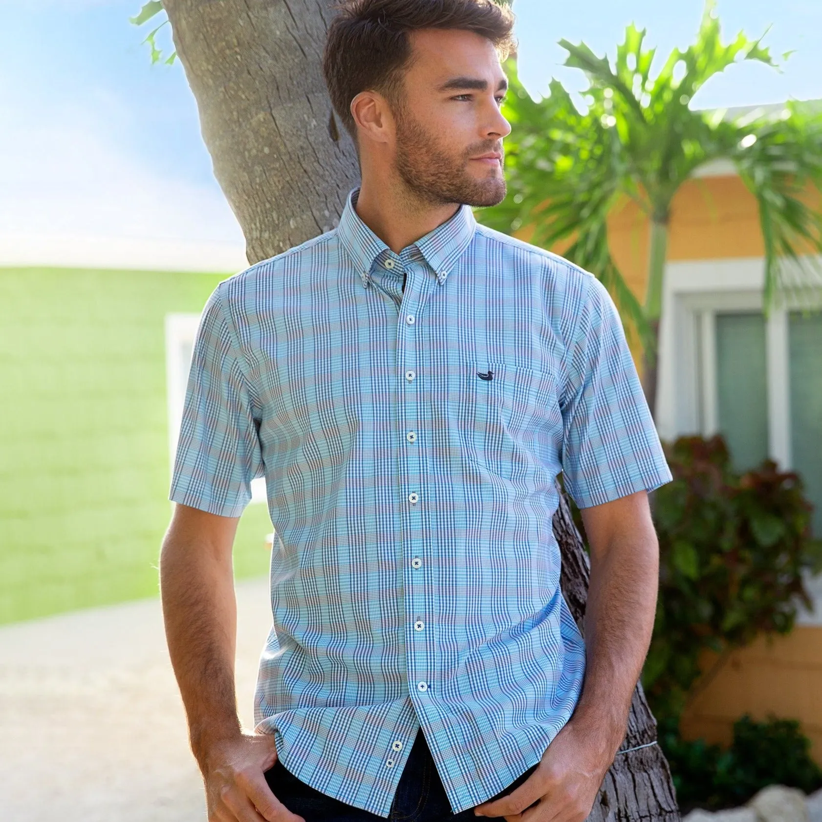 Southern Marsh 21 Franklin Performance Gingham Dress Shirt - Short Sleeve