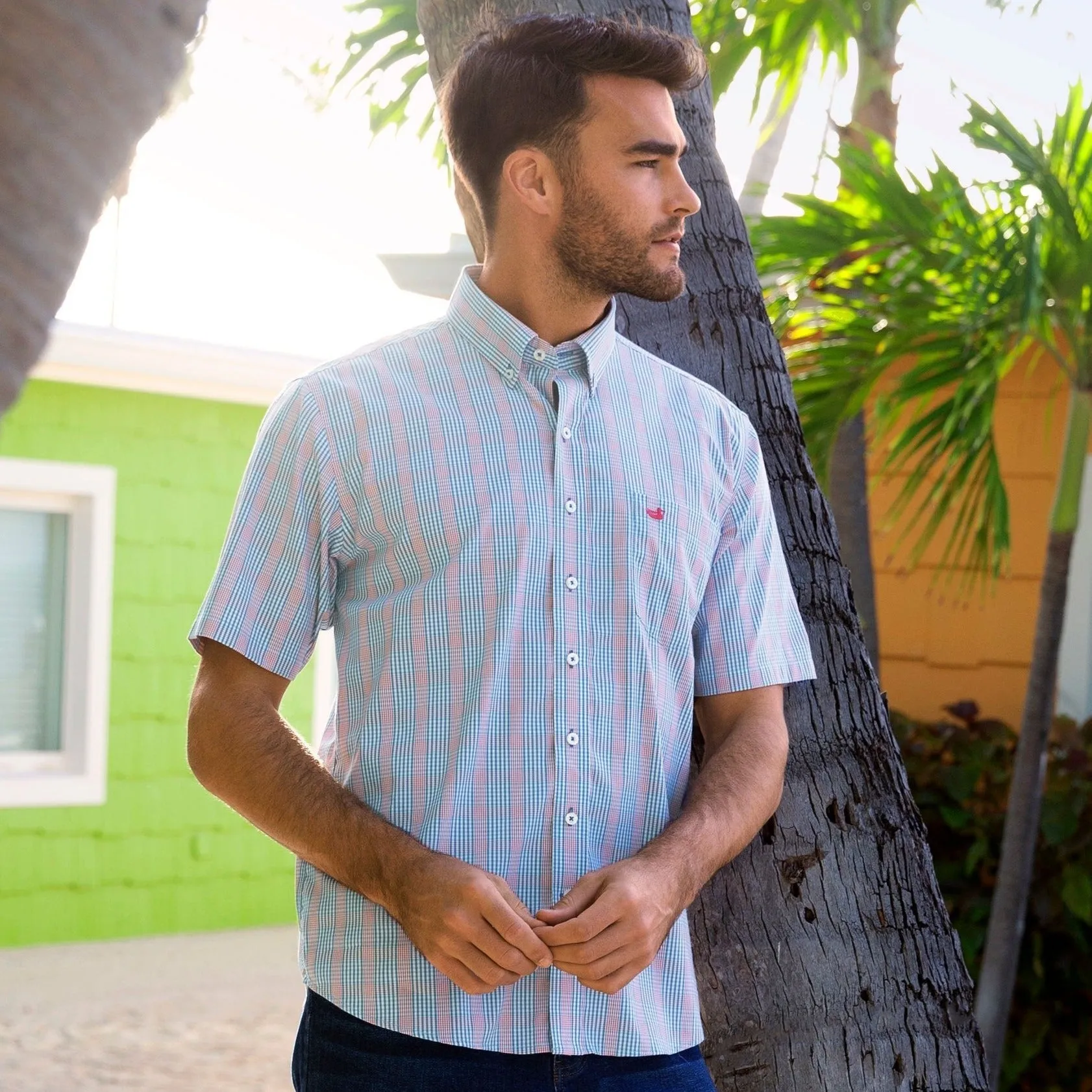 Southern Marsh 21 Franklin Performance Gingham Dress Shirt - Short Sleeve
