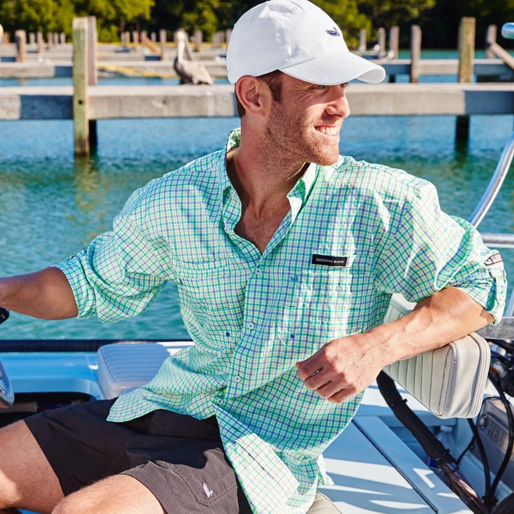 Southern Marsh 21 Harbor Cay Fishing Shirt - Abaco Grid