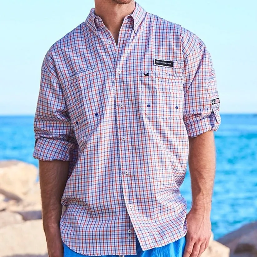Southern Marsh 21 Harbor Cay Fishing Shirt - Abaco Grid