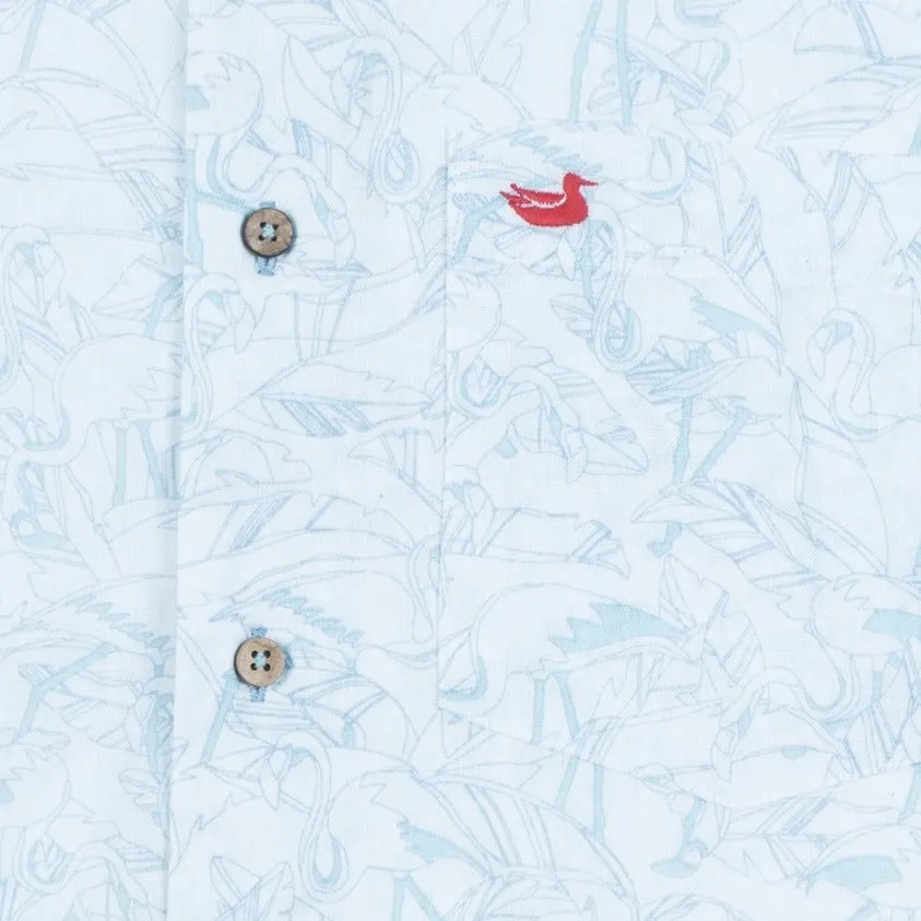 Southern Marsh 21 Island Linen Shirt - Flamingos