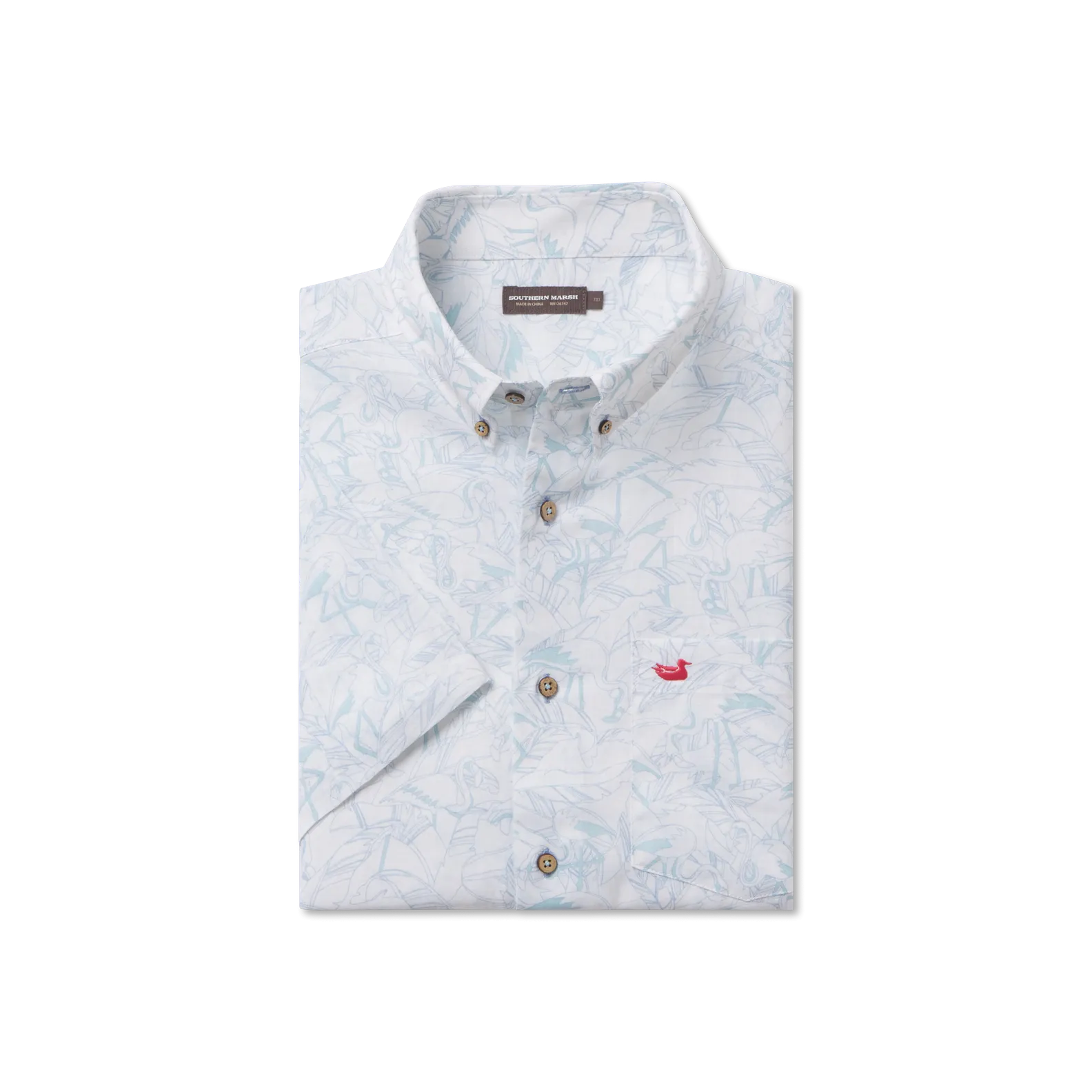 Southern Marsh 21 Island Linen Shirt - Flamingos