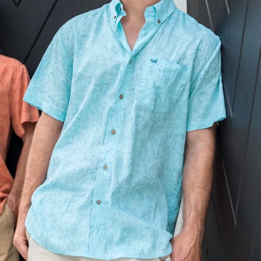 Southern Marsh 21 Island Linen Shirt - Flamingos