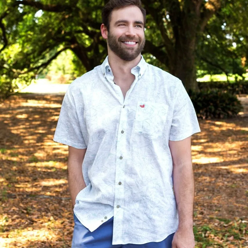 Southern Marsh 21 Island Linen Shirt - Flamingos