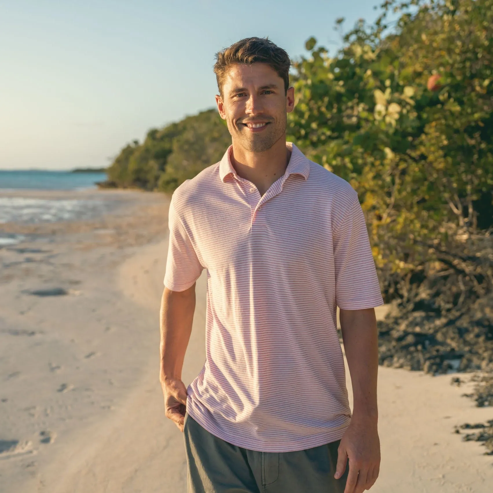 Southern Marsh 21 MarshLUX Mangrove Stripe Pique Polo