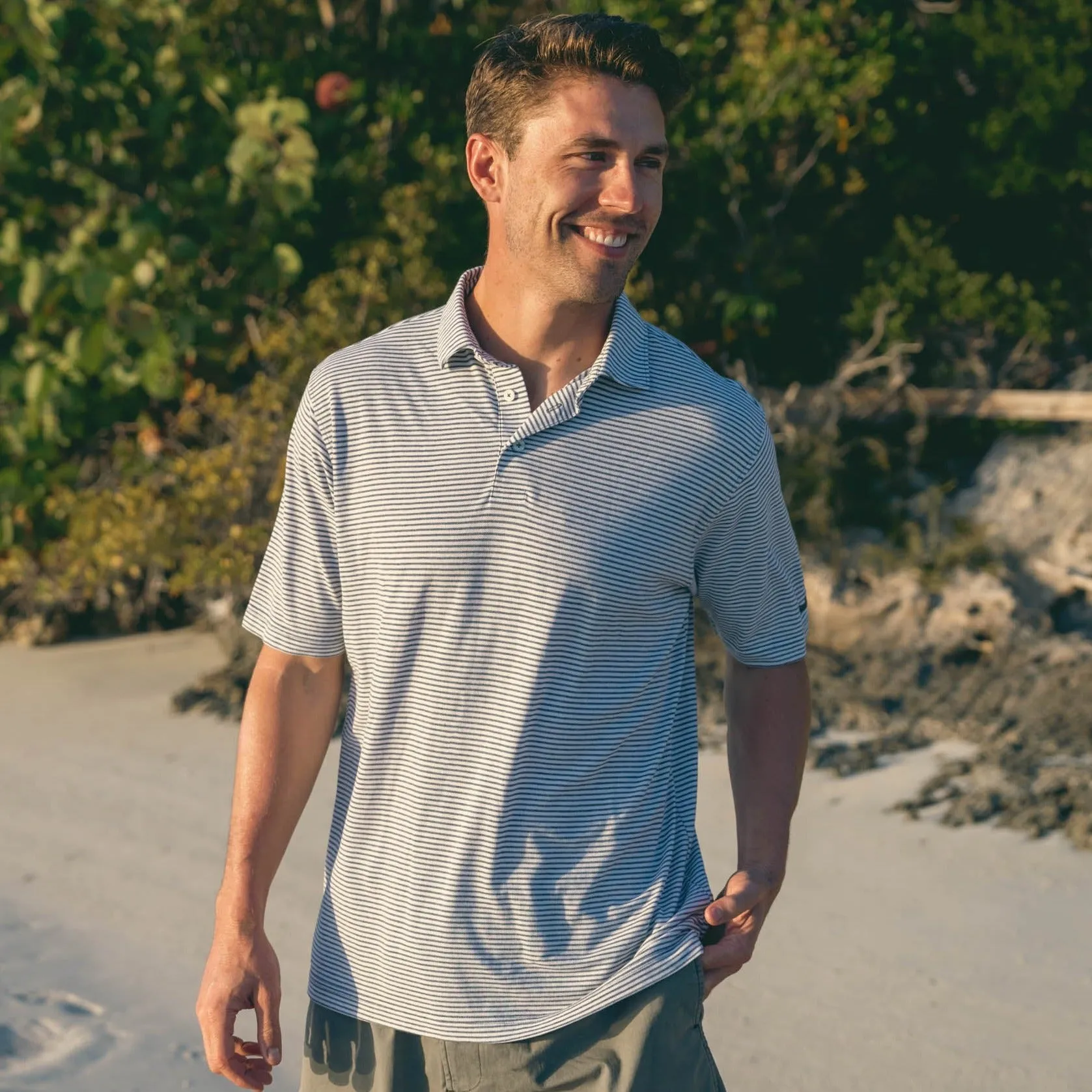 Southern Marsh 21 MarshLUX Mangrove Stripe Pique Polo