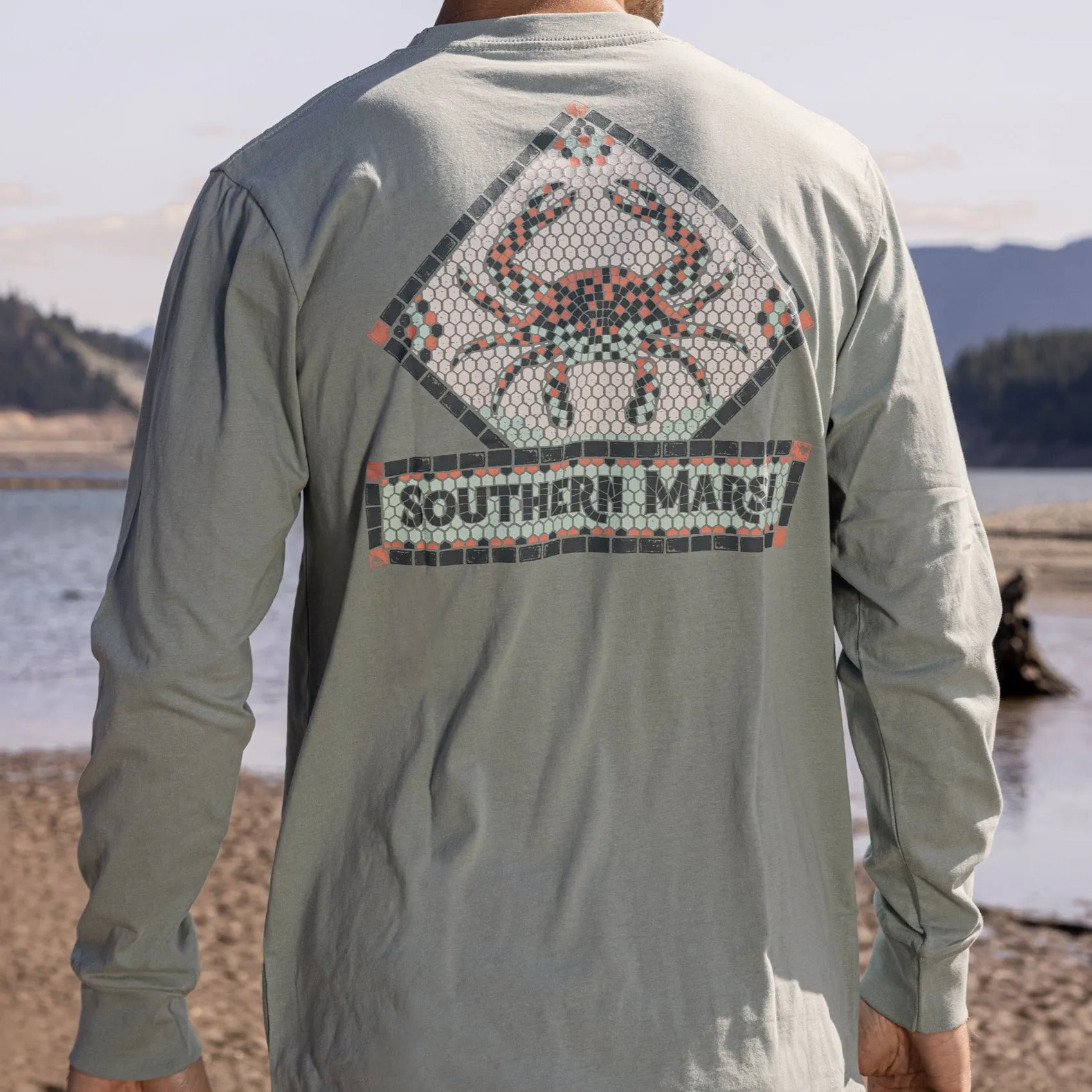 Southern Marsh 21 Mosaic Crab Tee - Long Sleeve