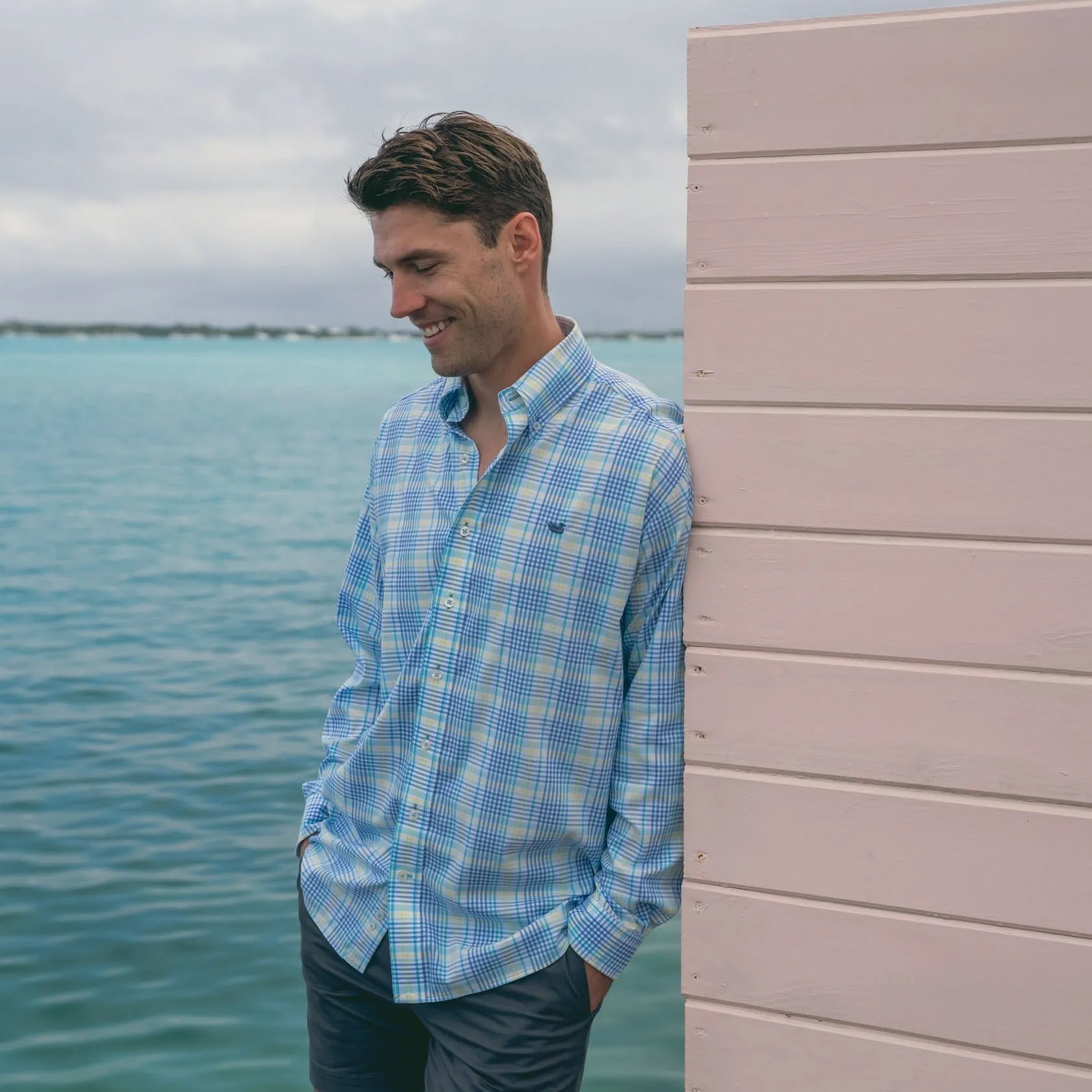 Southern Marsh 21 Shores Windowpane Performance Dress Shirt