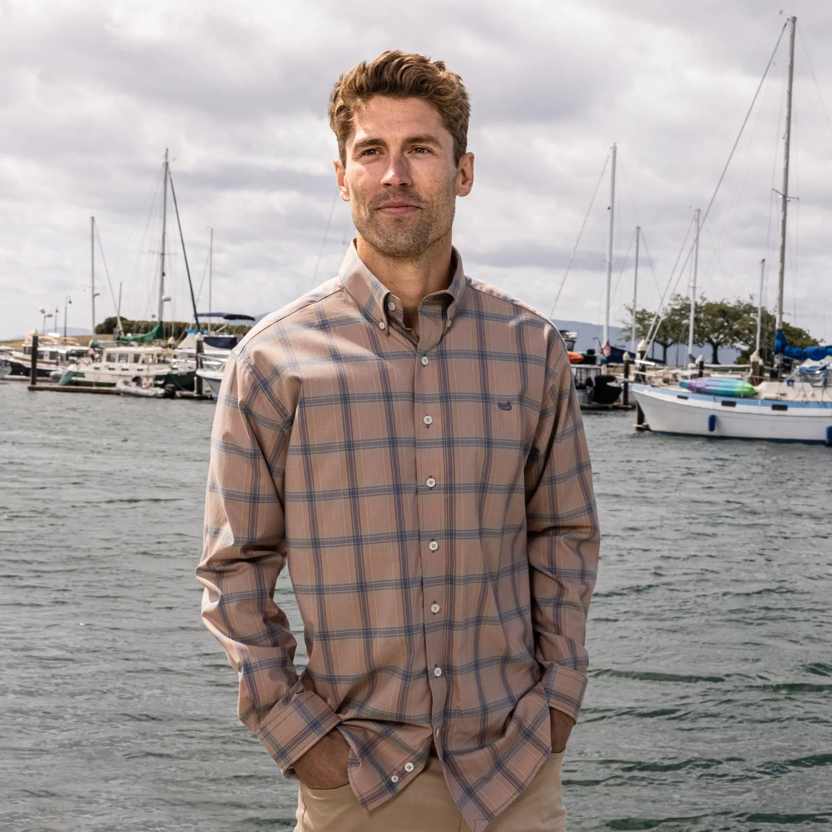 Southern Marsh 21 Townsend Lattice Performance Dress Shirt