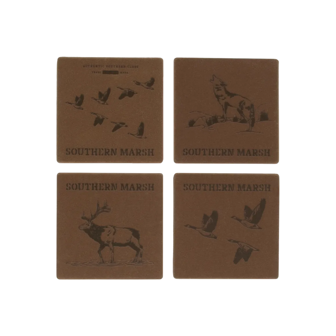 Southern Marsh 21 Waxed Canvas Coaster Set - Etched Animals