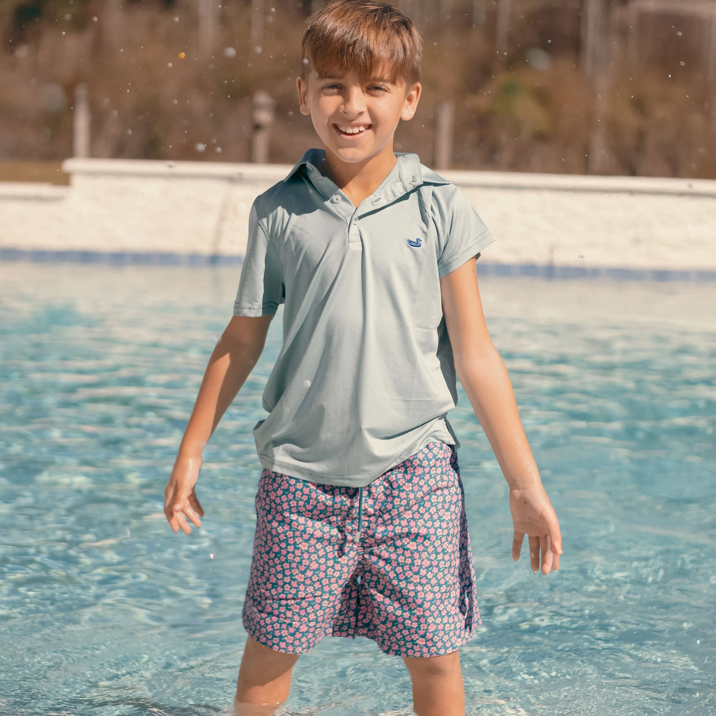 Southern Marsh 21 Youth Bermuda Performance Polo - Wellington Stripe