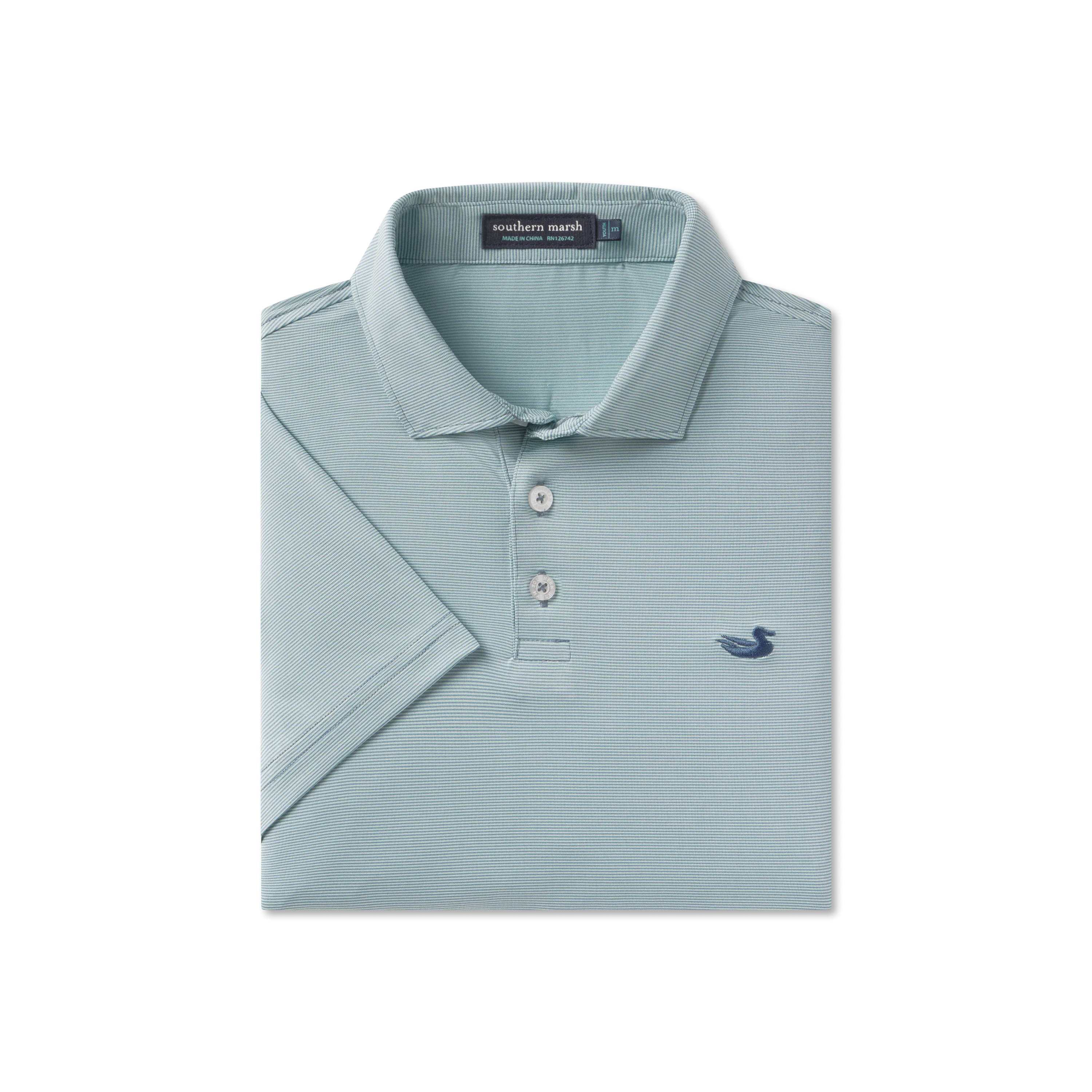 Southern Marsh 21 Youth Bermuda Performance Polo - Wellington Stripe