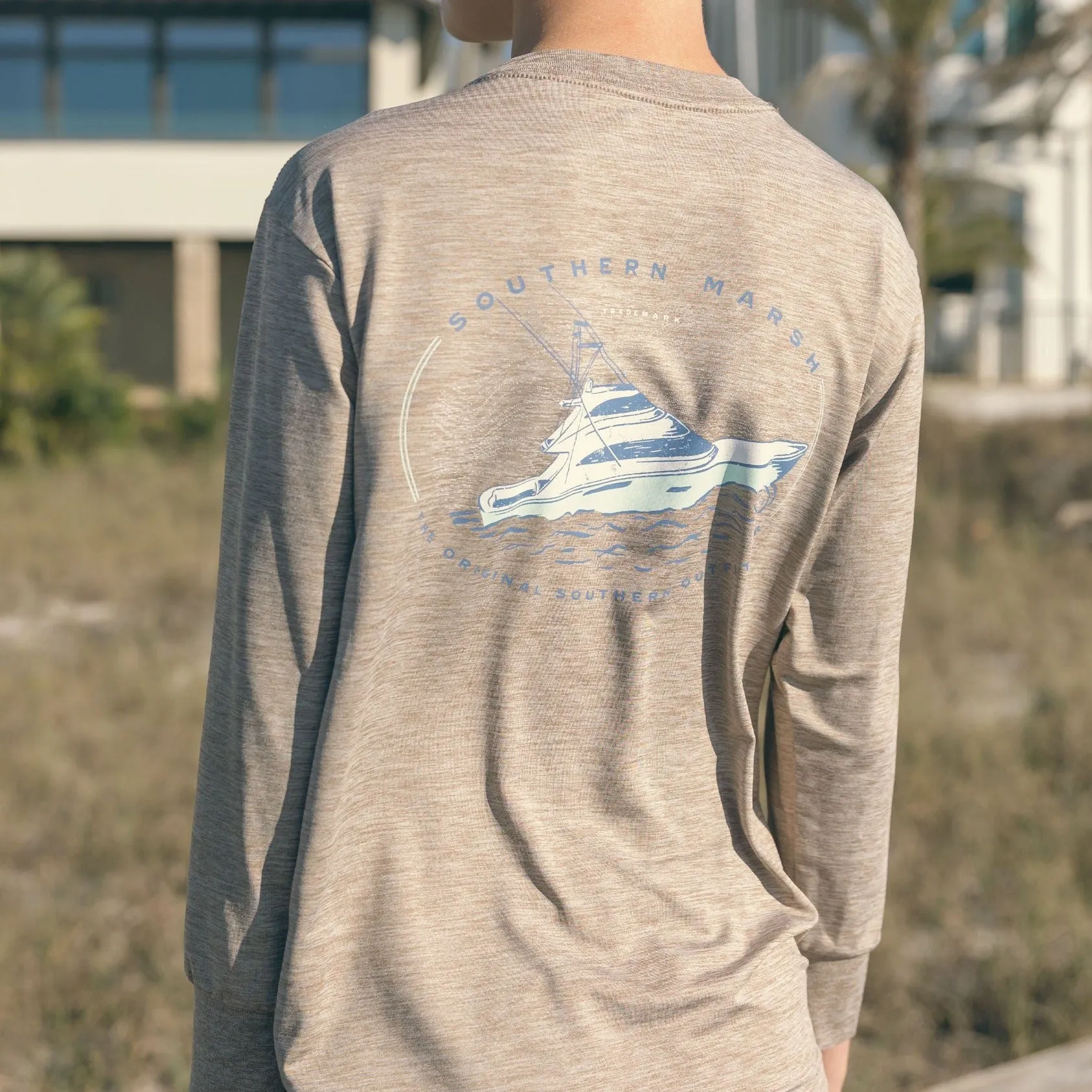 Southern Marsh 21 Youth FieldTec™ Heathered - Deep Sea - Long Sleeve