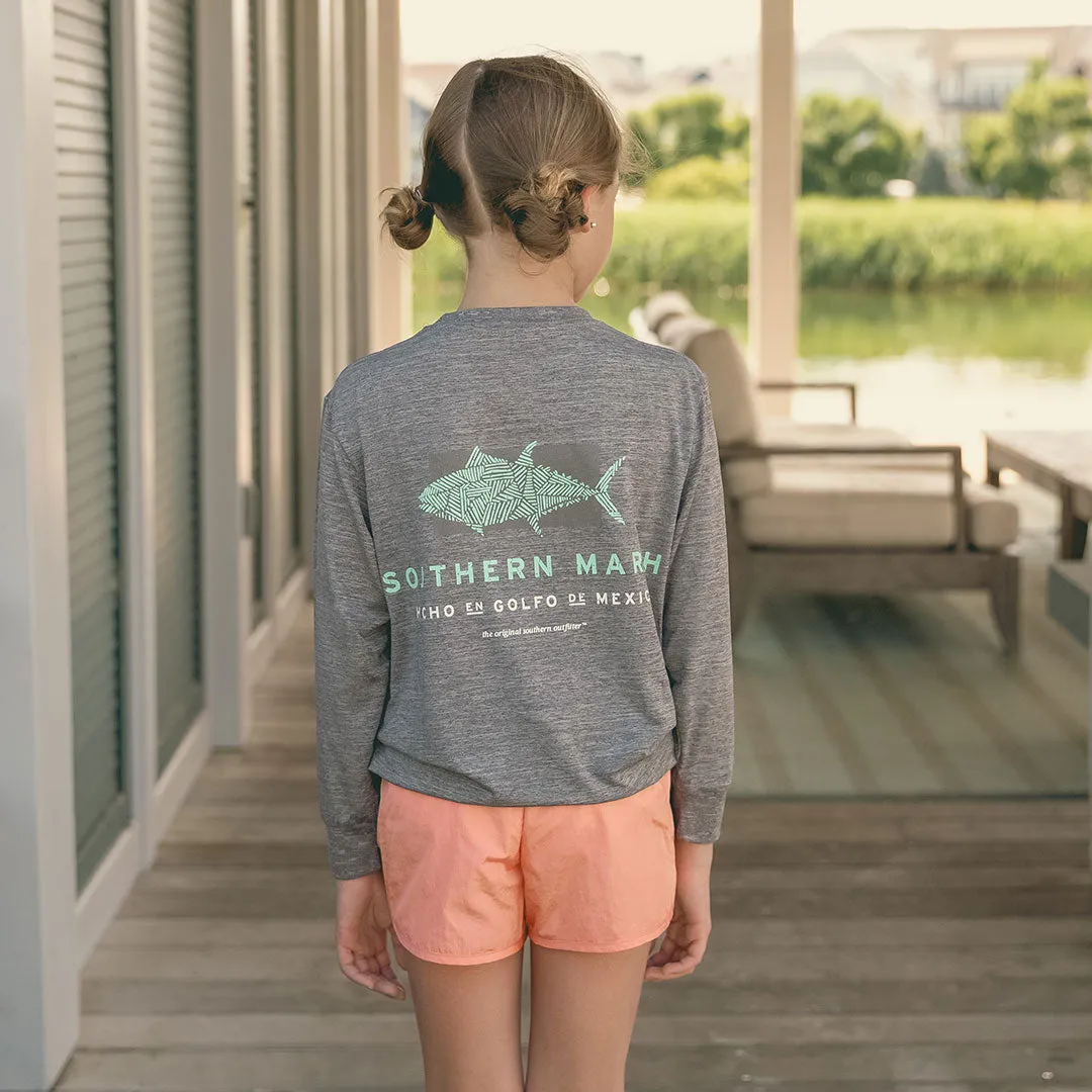 Southern Marsh 21 Youth FieldTec™ Heathered - Made in the Gulf - Tuna - Long Sleeve