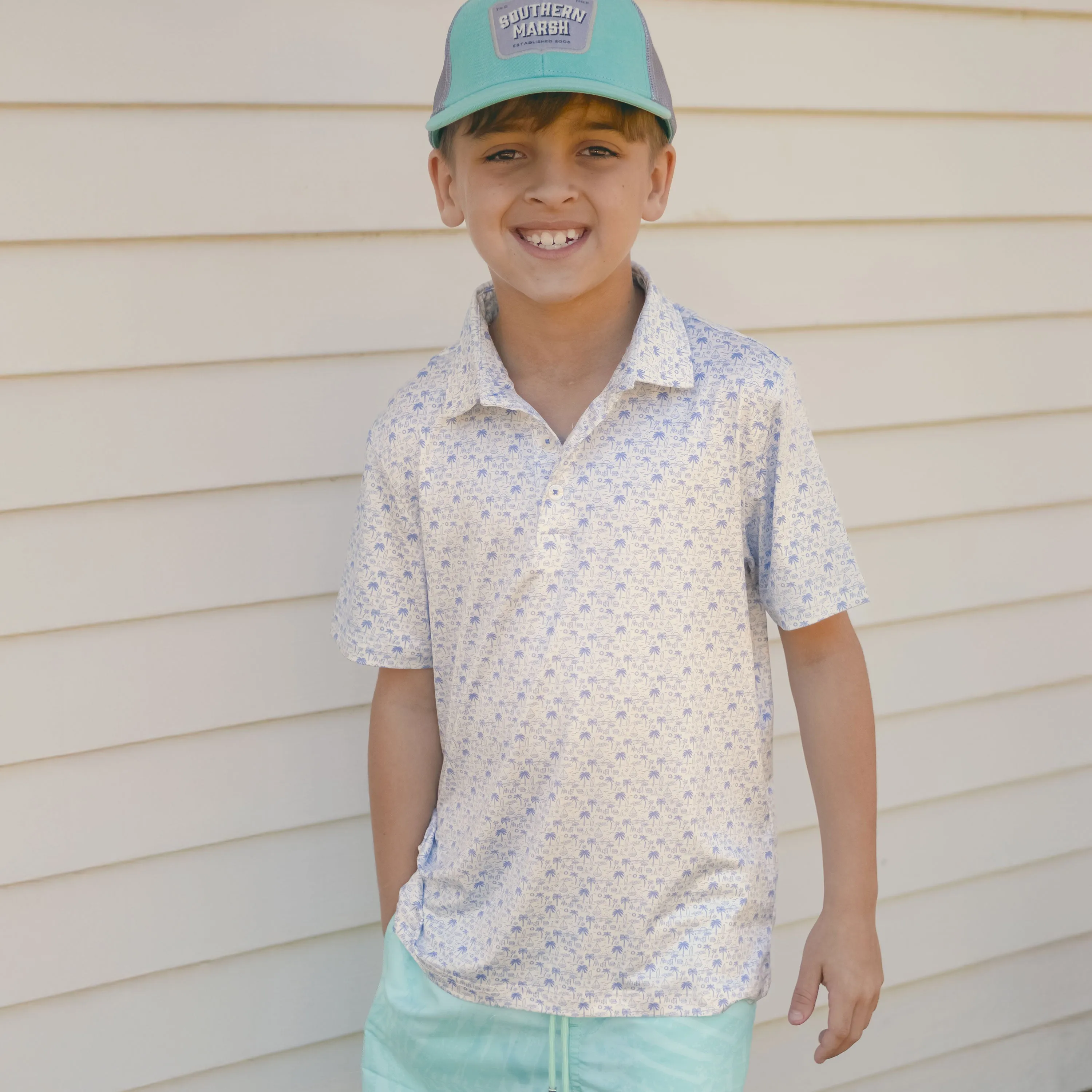 Southern Marsh 21 Youth Flyline Performance Polo - Summertime Blues