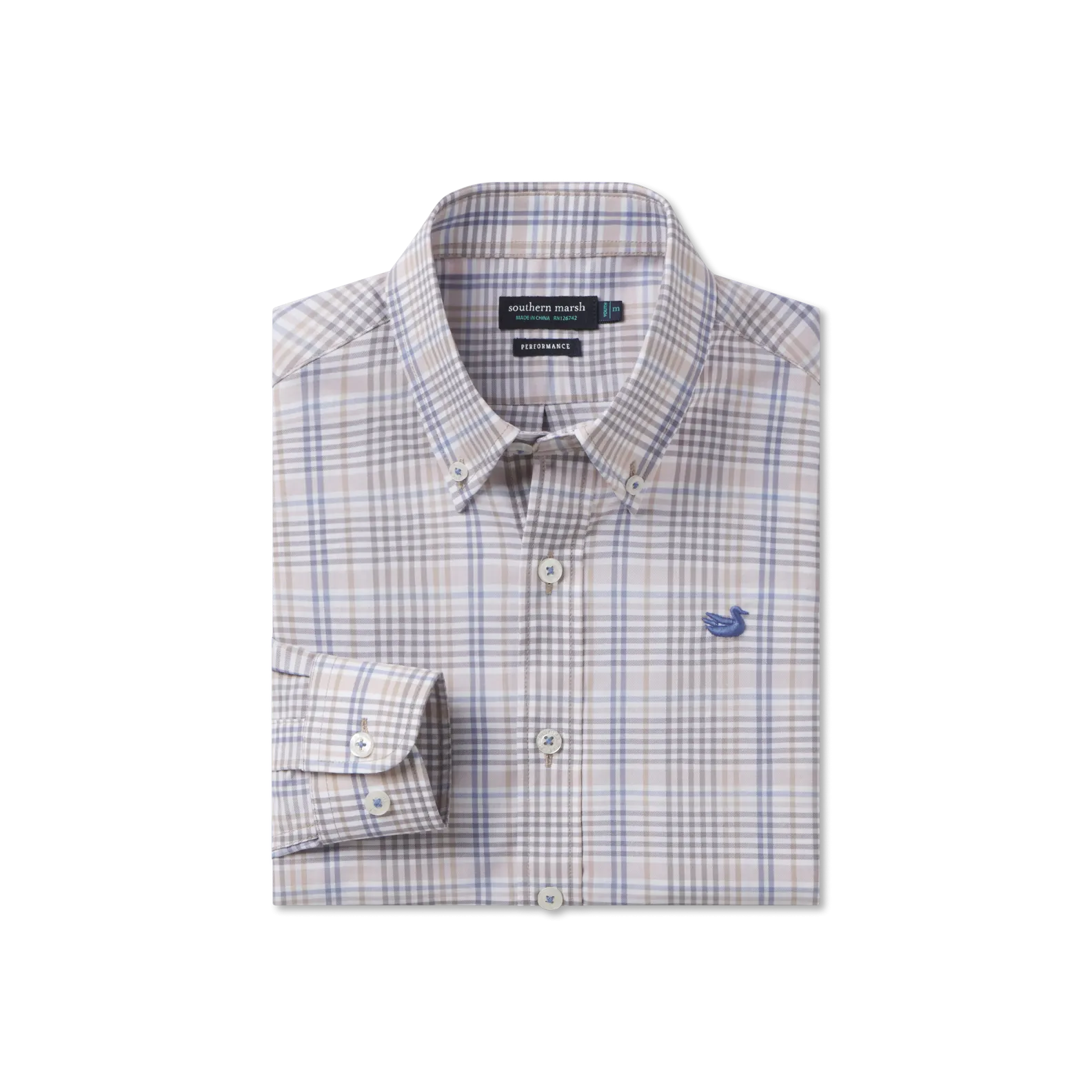 Southern Marsh 21 Youth Shores Windowpane Performance Dress Shirt