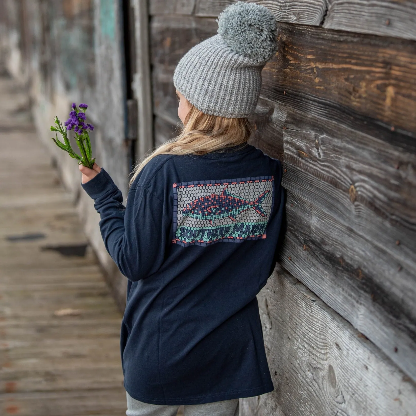 Southern Marsh 21 Youth Tile Fish Tee - Long Sleeve