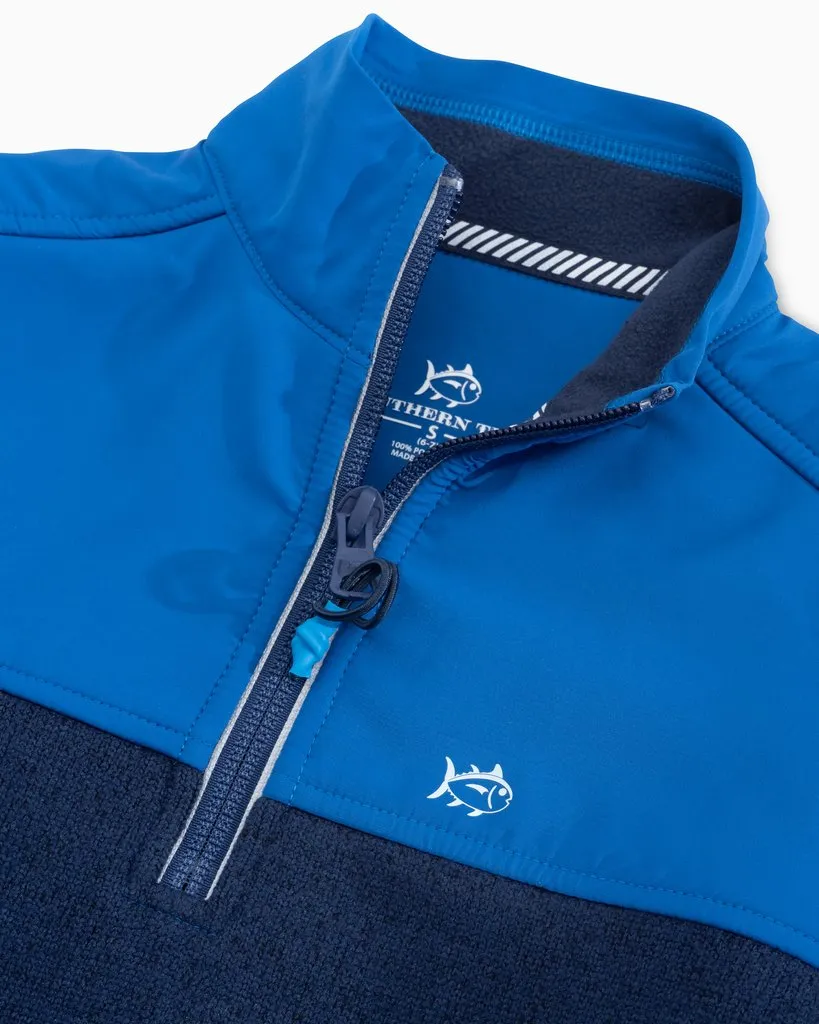 Southern Tide Youth Heathered Sweater Fleece Quarter Zip - True Navy