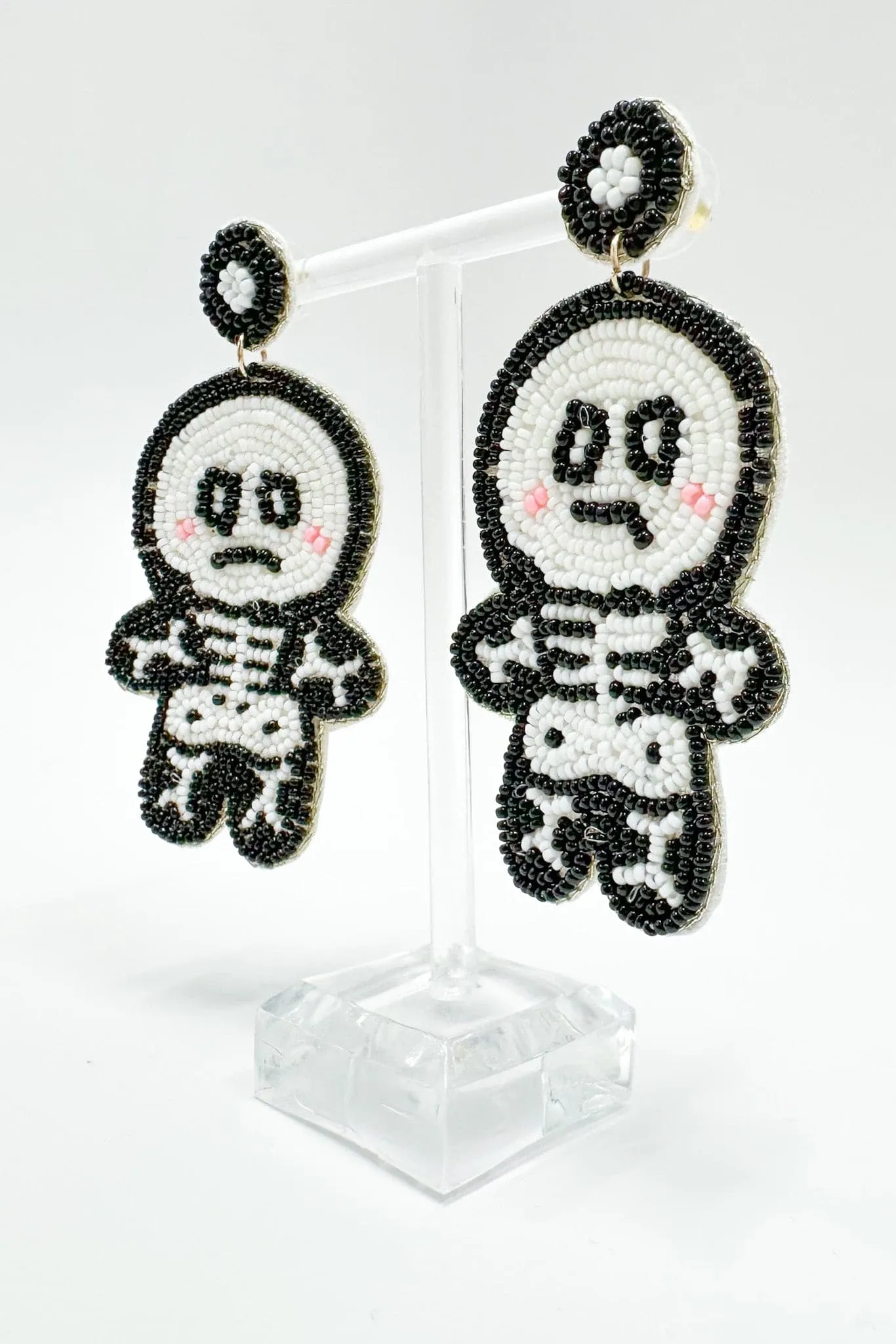 Spooky Fun Beaded Skeleton Dangle Earrings - FINAL SALE