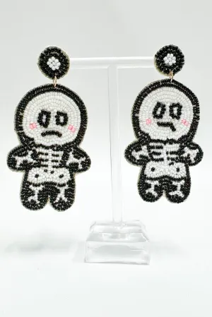 Spooky Fun Beaded Skeleton Dangle Earrings - FINAL SALE
