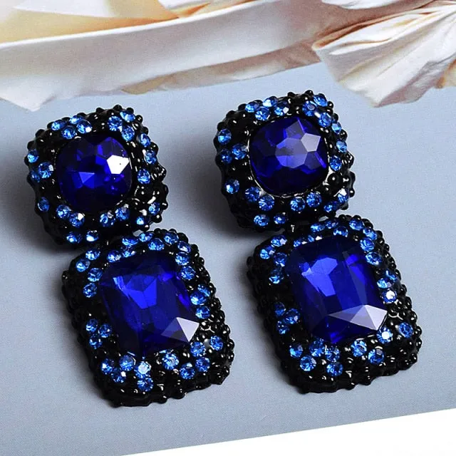 Square Shape Rhinestone Drop Earrings Anna Kay Co