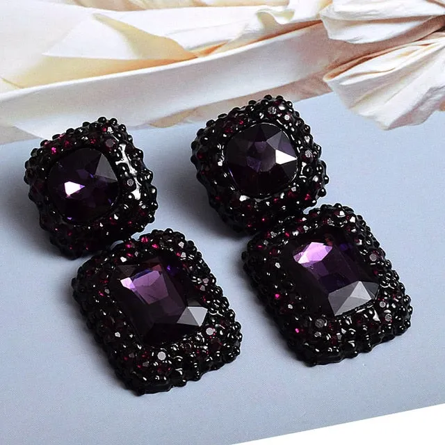 Square Shape Rhinestone Drop Earrings Anna Kay Co