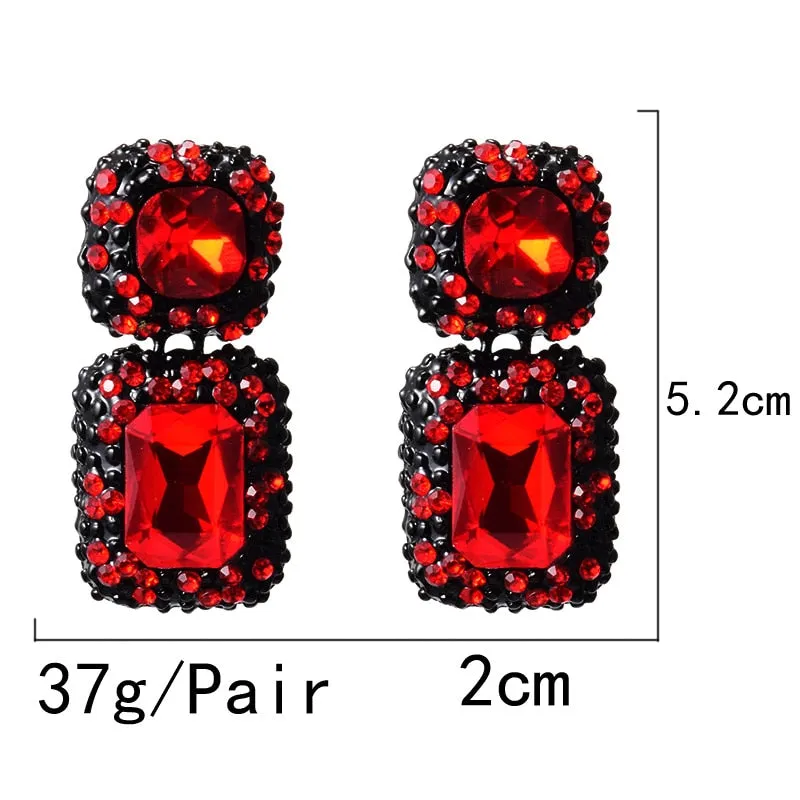 Square Shape Rhinestone Drop Earrings Anna Kay Co