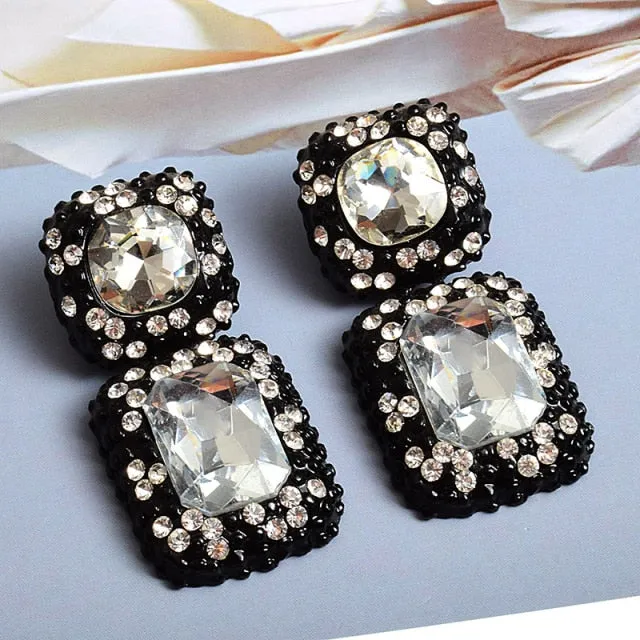 Square Shape Rhinestone Drop Earrings Anna Kay Co