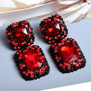 Square Shape Rhinestone Drop Earrings Anna Kay Co