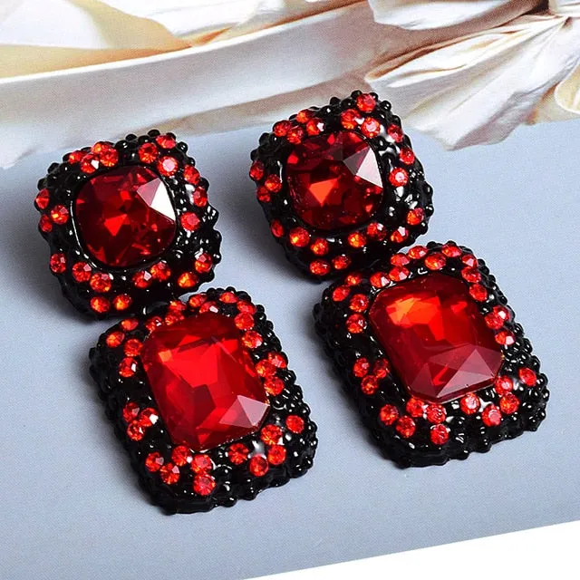 Square Shape Rhinestone Drop Earrings Anna Kay Co