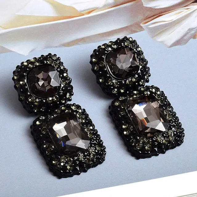 Square Shape Rhinestone Drop Earrings Anna Kay Co