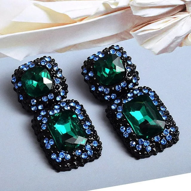 Square Shape Rhinestone Drop Earrings Anna Kay Co