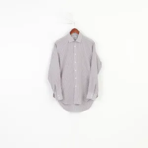 TM Lewin Men 16 35 L Casual Shirt Blue Red Striped Long Sleeve  Cotton Lewin 100  Fit Classic Top