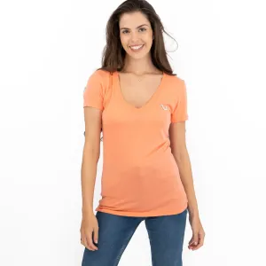 True Religion Light Orange T-Shirt Cotton Short Sleeve Lightweight V-Neck Summer Tops