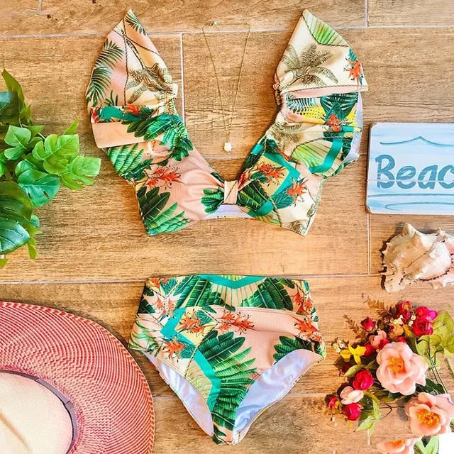 Two Piece High Waist Bikini Ruffled Swimsuit Anna Kay Co