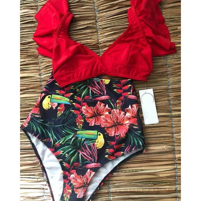 Two Piece High Waist Bikini Ruffled Swimsuit Anna Kay Co