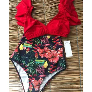 Two Piece High Waist Bikini Ruffled Swimsuit Anna Kay Co