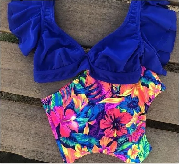 Two Piece High Waist Bikini Ruffled Swimsuit Anna Kay Co