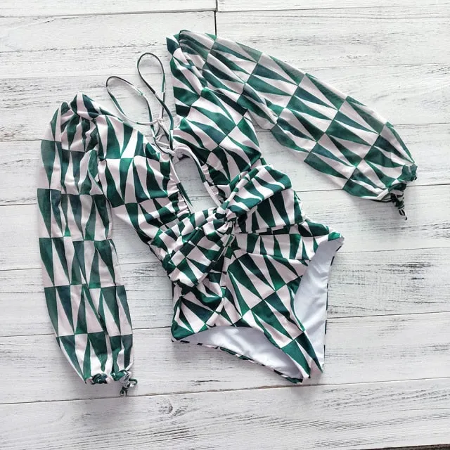 Vintage One Piece Long Sleeve Swimsuit Anna Kay Co