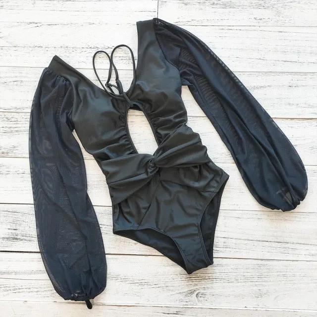 Vintage One Piece Long Sleeve Swimsuit Anna Kay Co