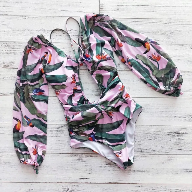 Vintage One Piece Long Sleeve Swimsuit Anna Kay Co